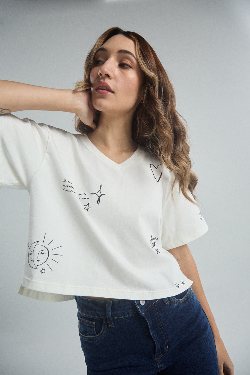 Playera Feel like home - Marfil