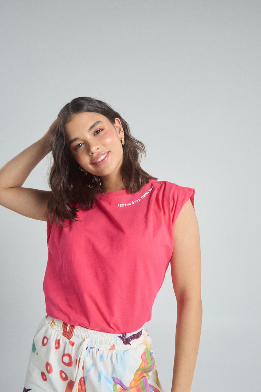 Playera Feel good - Fucsia