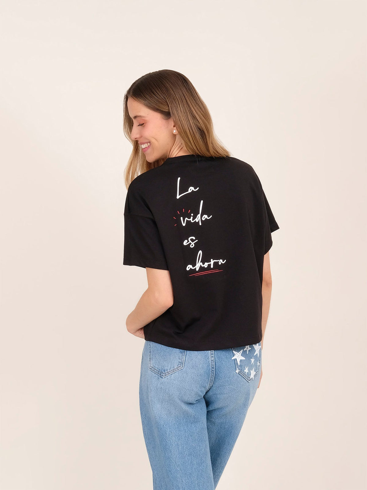 Playera La vida es ahora - Negro