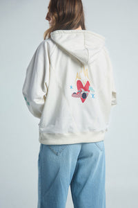 Sudadera Corazón en llamas - Marfil