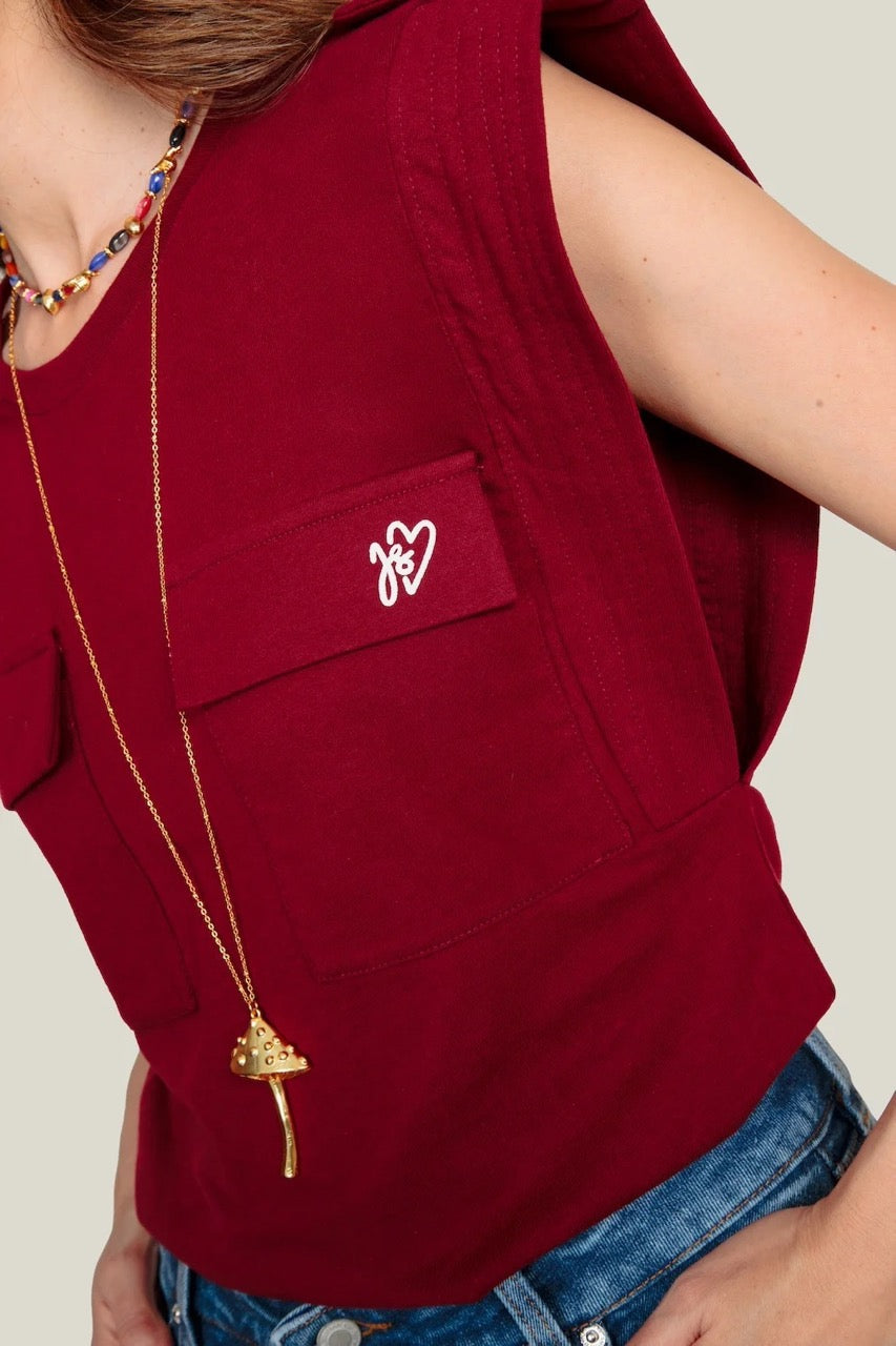 Playera Bolsillos - Vinotinto