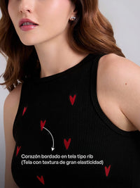 Top Corazones - Negro