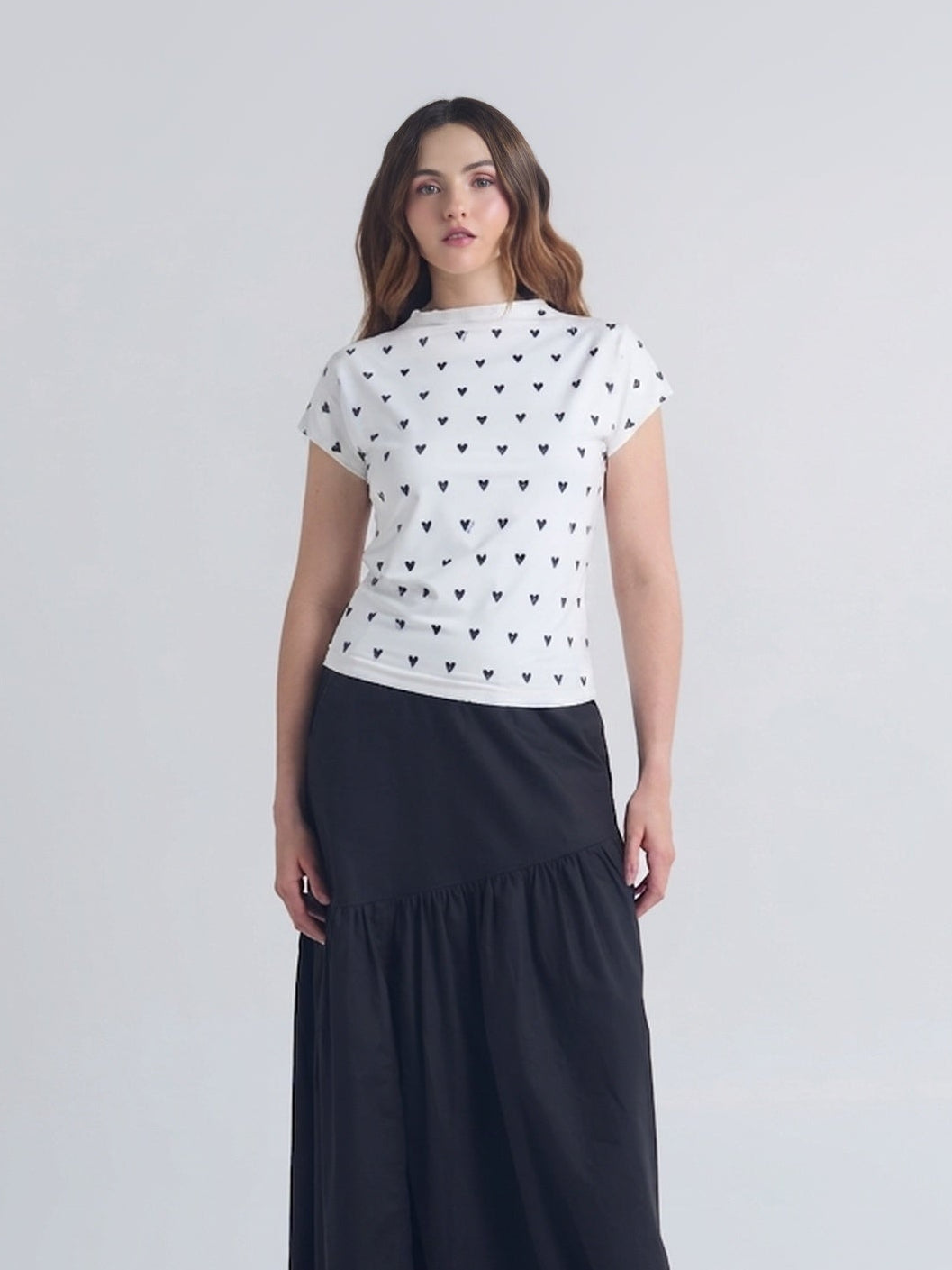 Top Polka hearts - Marfil
