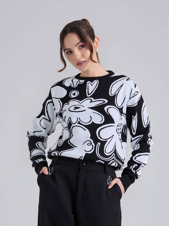 Sudadera Tejido garden - Negro