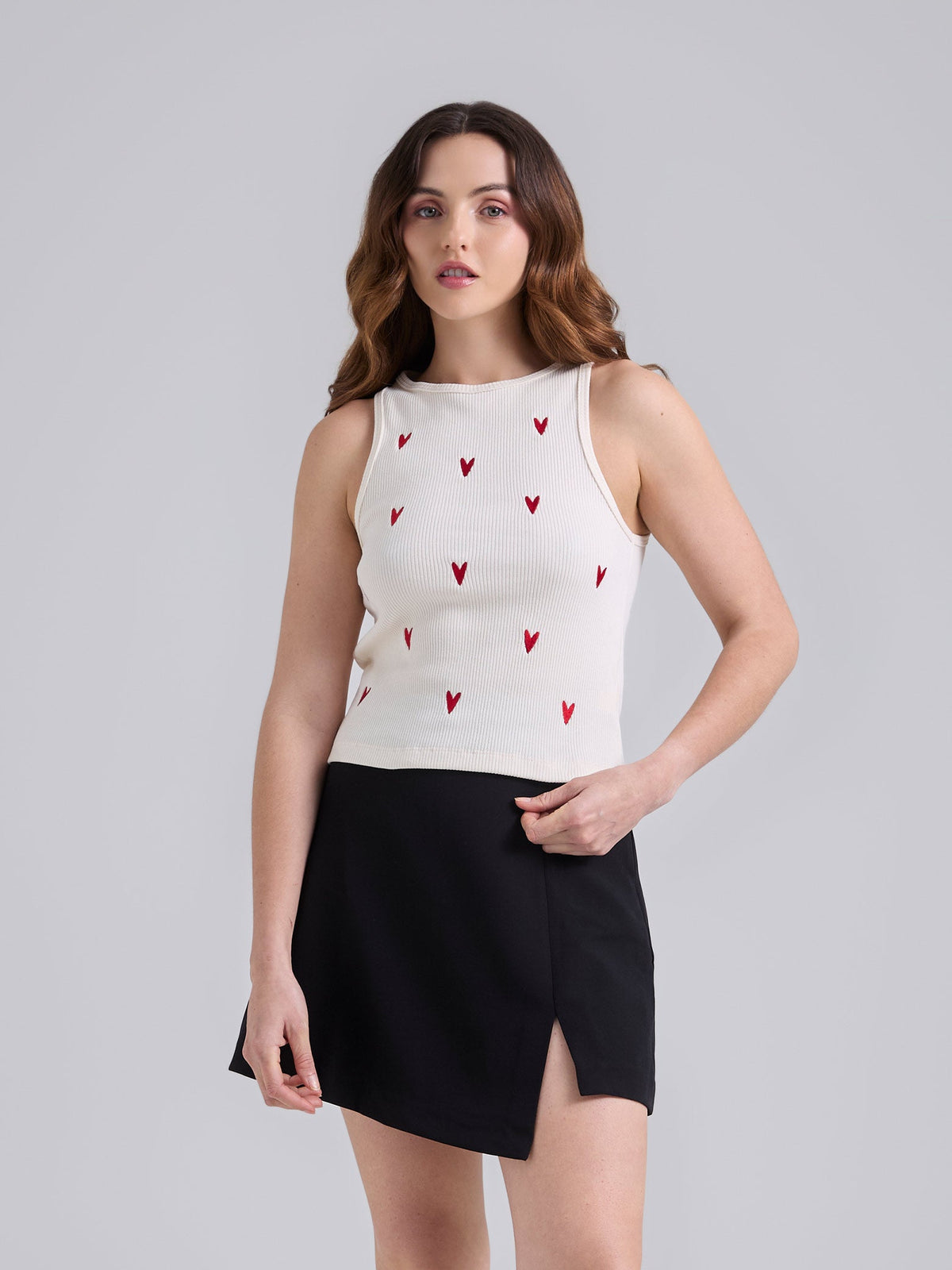 Top Corazones - Marfil