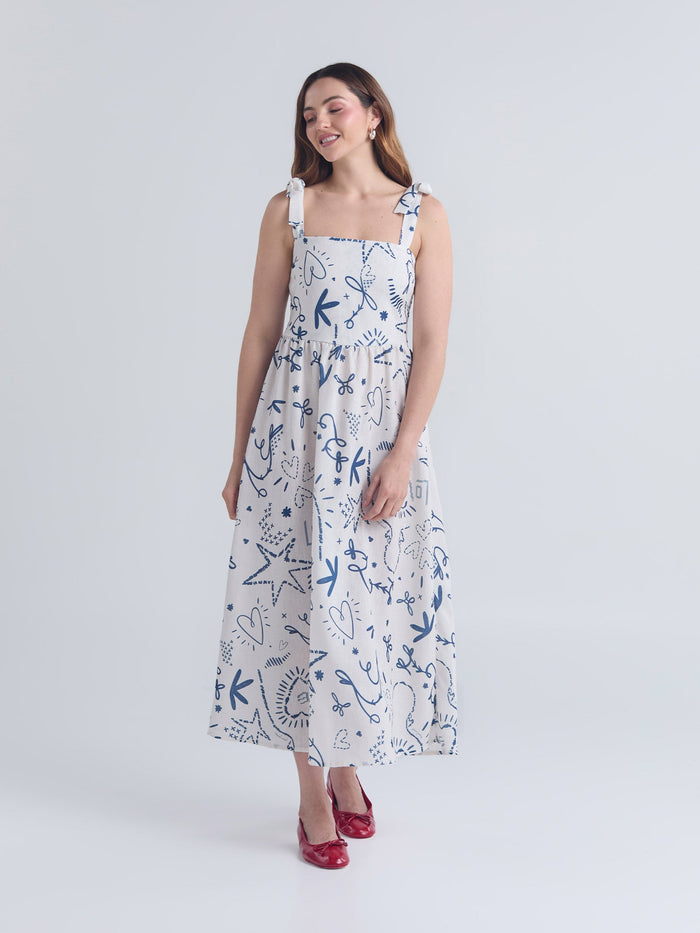 Vestido Puntada de cruz - Marfil