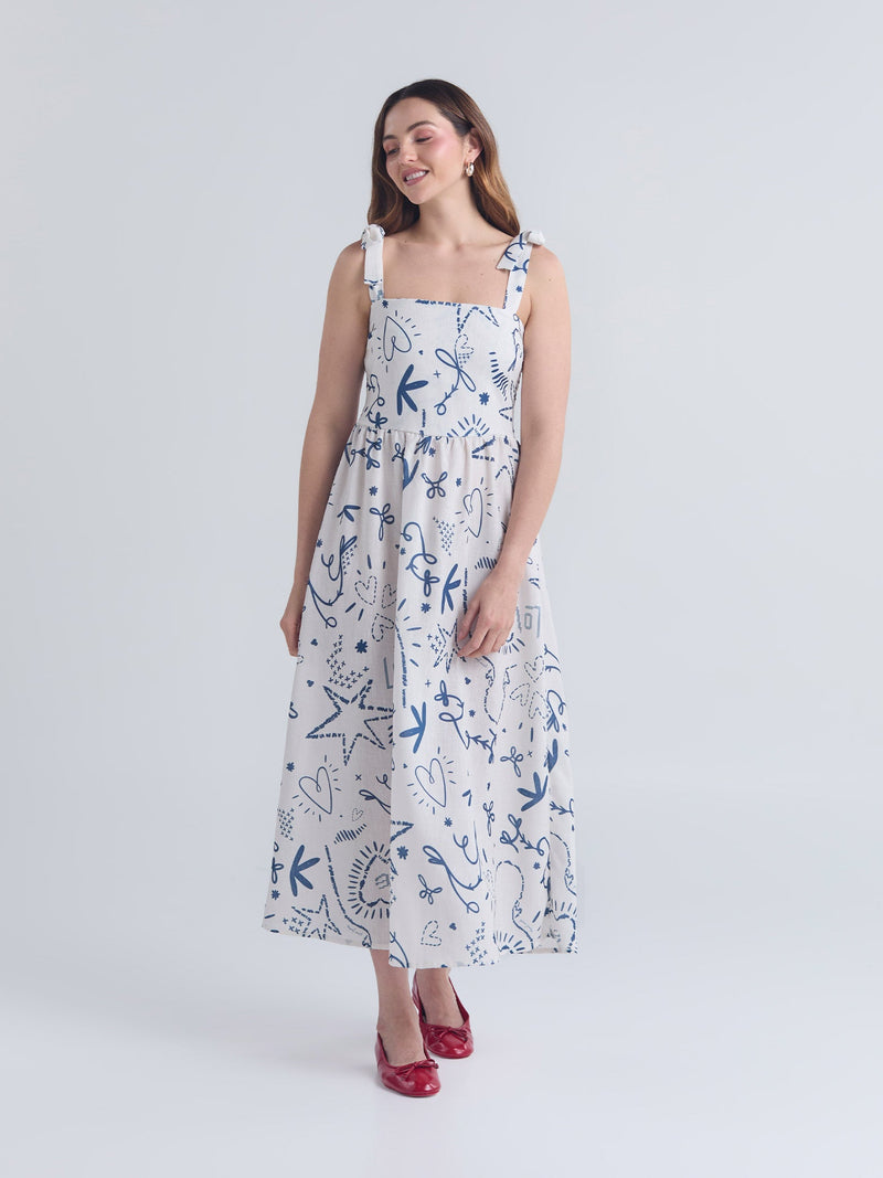 Vestido Puntada de cruz - Marfil