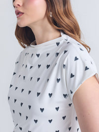 Top Polka hearts - Marfil