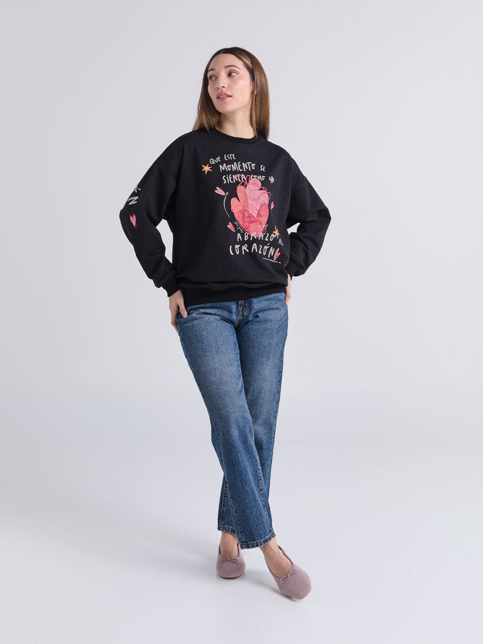 Sudadera Abrazo al corazón - Negro