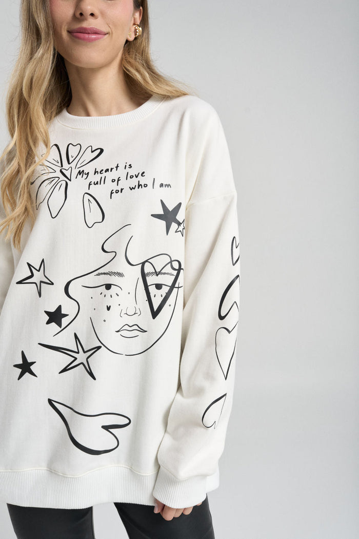 Sudadera Loving me - Marfil