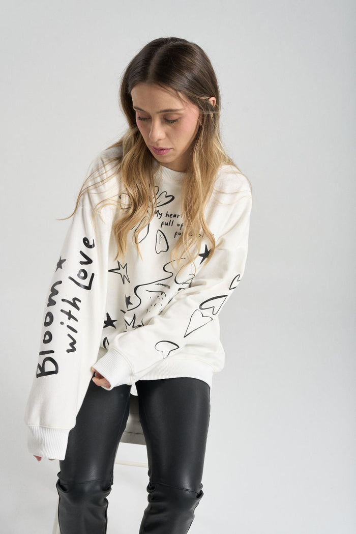 Sudadera Loving me - Marfil