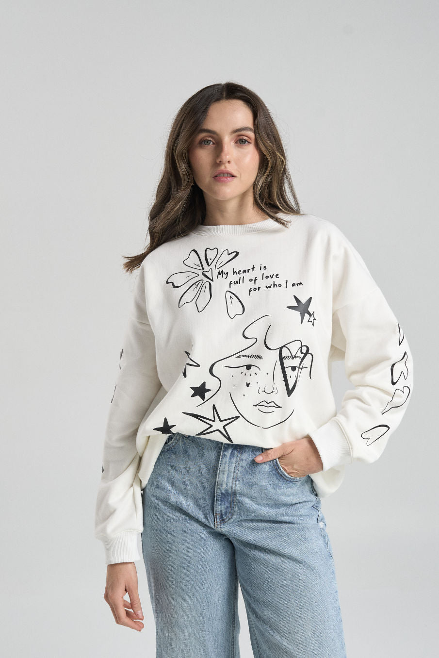 Sudadera Loving me - Marfil