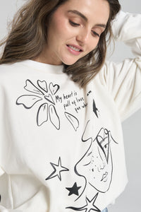 Sudadera Loving me - Marfil